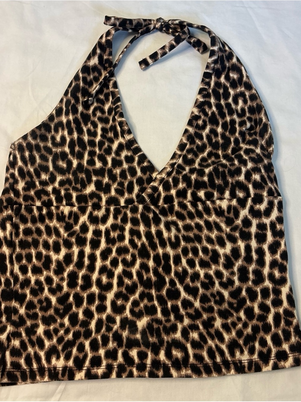 Girls Halter One-Piece Swimsuit in Brown and Black Leopard Print
